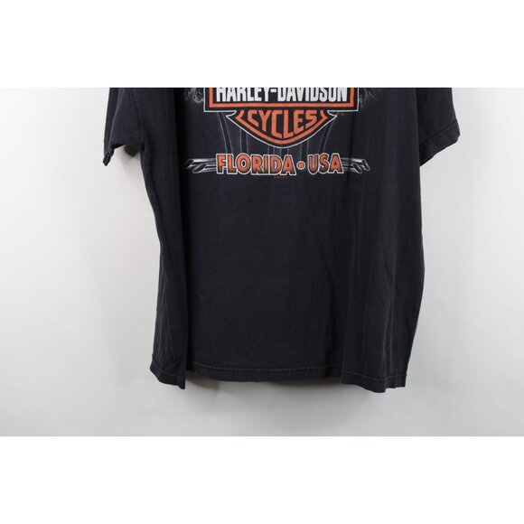 Vintage Y2K Harley Davidson Mens 2XL Faded Spell Out Big Logo T-Shirt Black - Picture 16 of 16